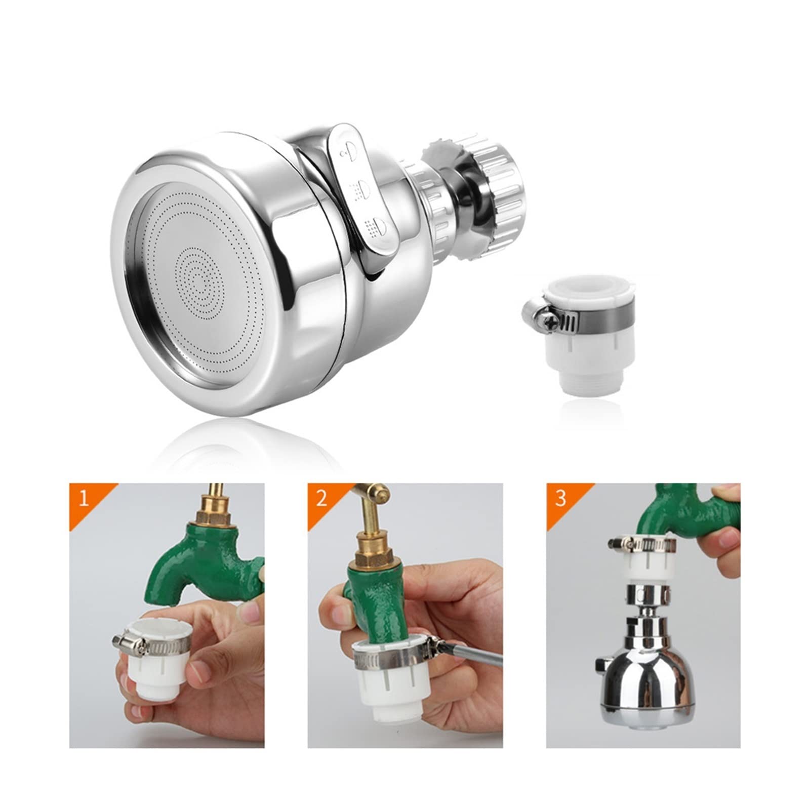 XYNSNDB Boquilla giratoria de 360 ​​​​Grados para Grifo Mezclador 3 Modos Aireador presurizado para Ahorro de Agua Aireador de Cocina Grifo difusor burbujeador Fácil instalación (06)