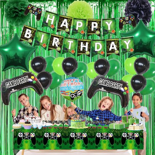 Jiayjinx PARTYHOUSE-10005 Video Game On Theme Birthday Party Decorations Set Happy Birthday Banner Balloons Tablecloth Foil Curtain Cake Toppers For Birthday Party, Boys Party, Family Party Supplies thumb #3