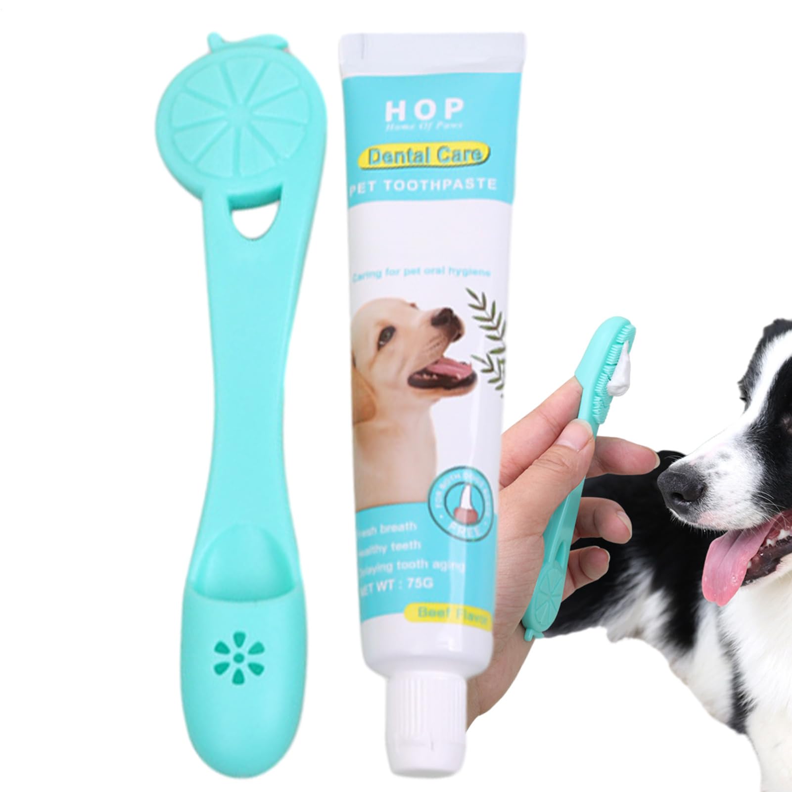 Dog Care Kit - Enzyme Paste, Finger Toothbrush | Cleaning Package With Natural Meat Paste And Finger Sleeve Toothbrush For Pets Gats Pu