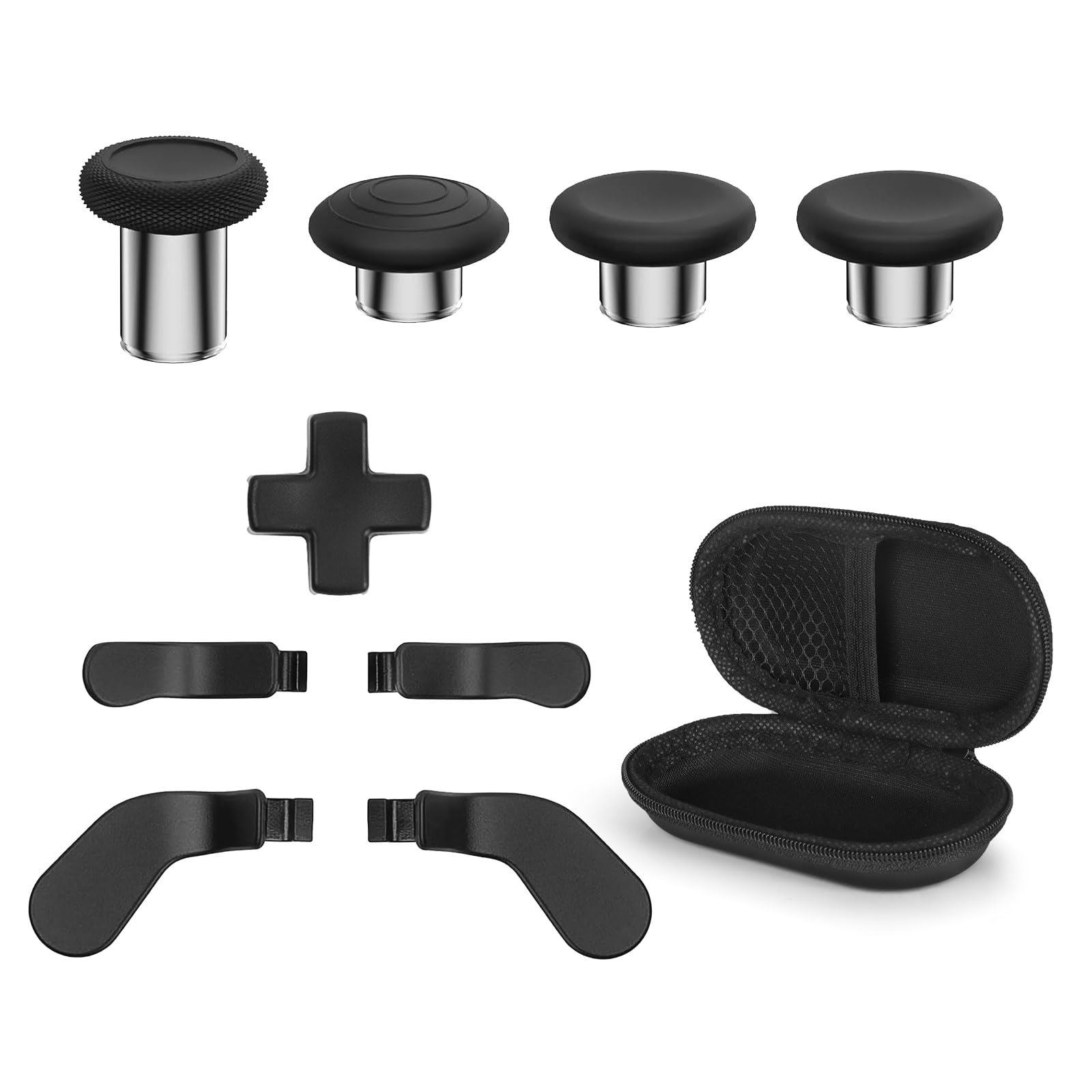 Palillos de metal para Xbox One Elite Series 2, accesorios de control con 6 joysticks, 4 palas, 2 D-Pads, 1 herramienta de ajuste (negro)