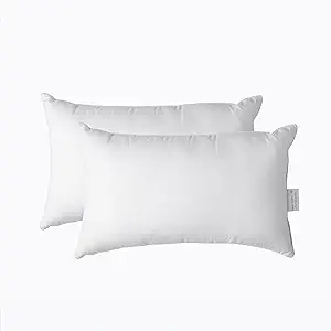 LANE LINEN 12x20 – Pack of 2 White, for Sofa and Bed, Fluffy Inserts for Throw Pillow Covers, Ideal as Throw Pillows for Bed, Couch and Outdoor Settings