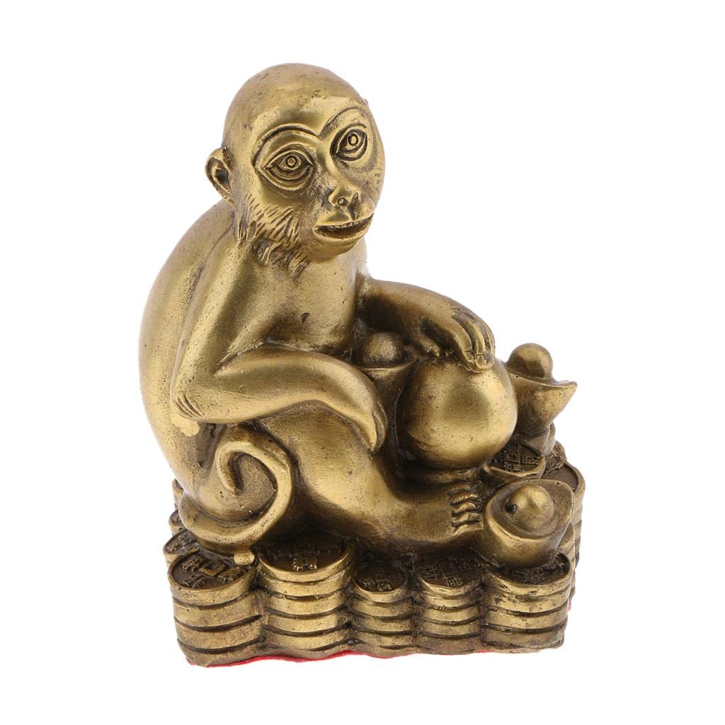 LZVMLNQI Pure Brass Chinese Twelve Animal Figurine Ornament Luck Charm Monkey