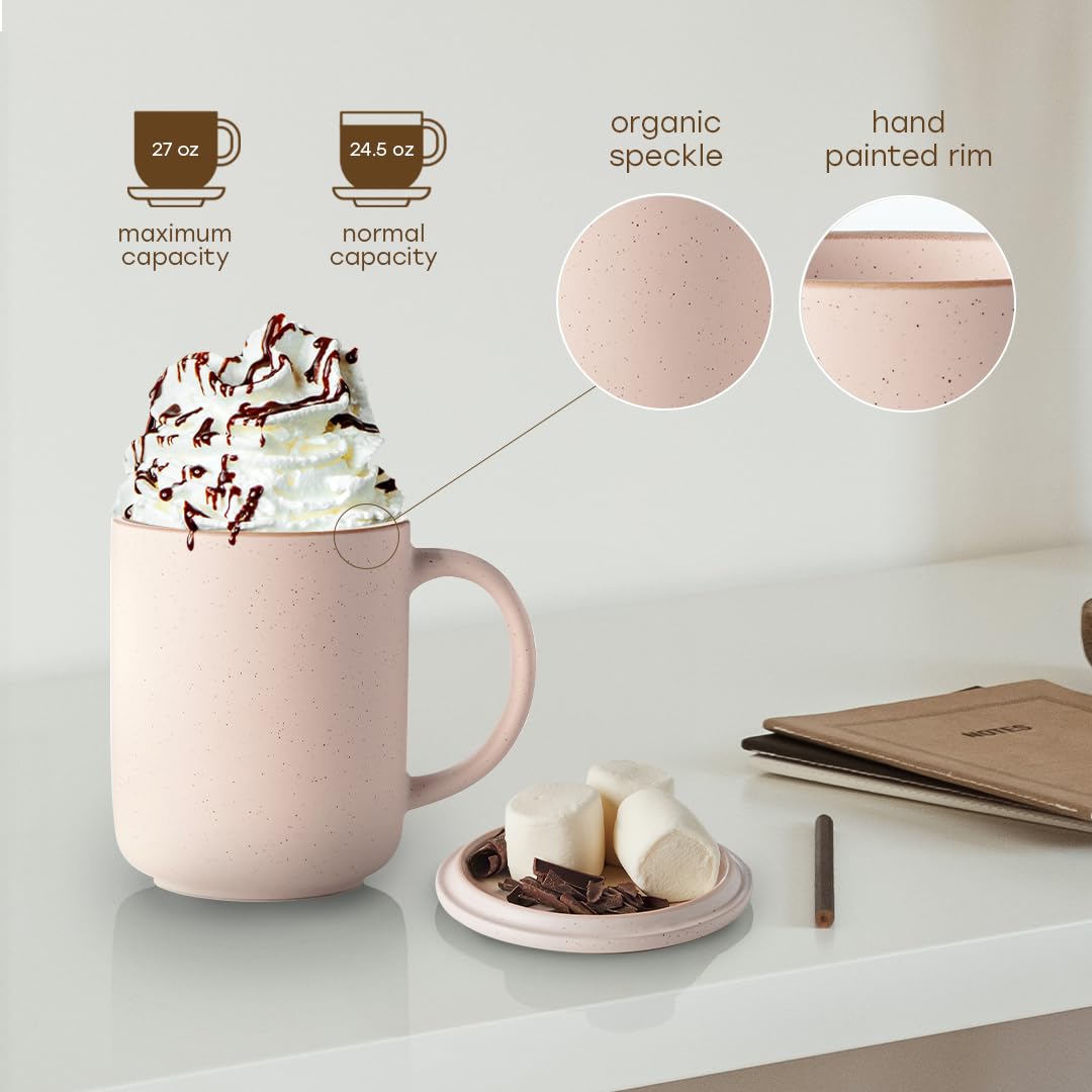 Amazon.com | Maison Neuve Riverside Jumbo Coffee Cup, 27 fl oz Mug with  Lid-Coaster, Season Gift Idea, Chic Matte Finish, Microwave & Dishwasher  Safe (Pink): Coffee Cups & Mugs