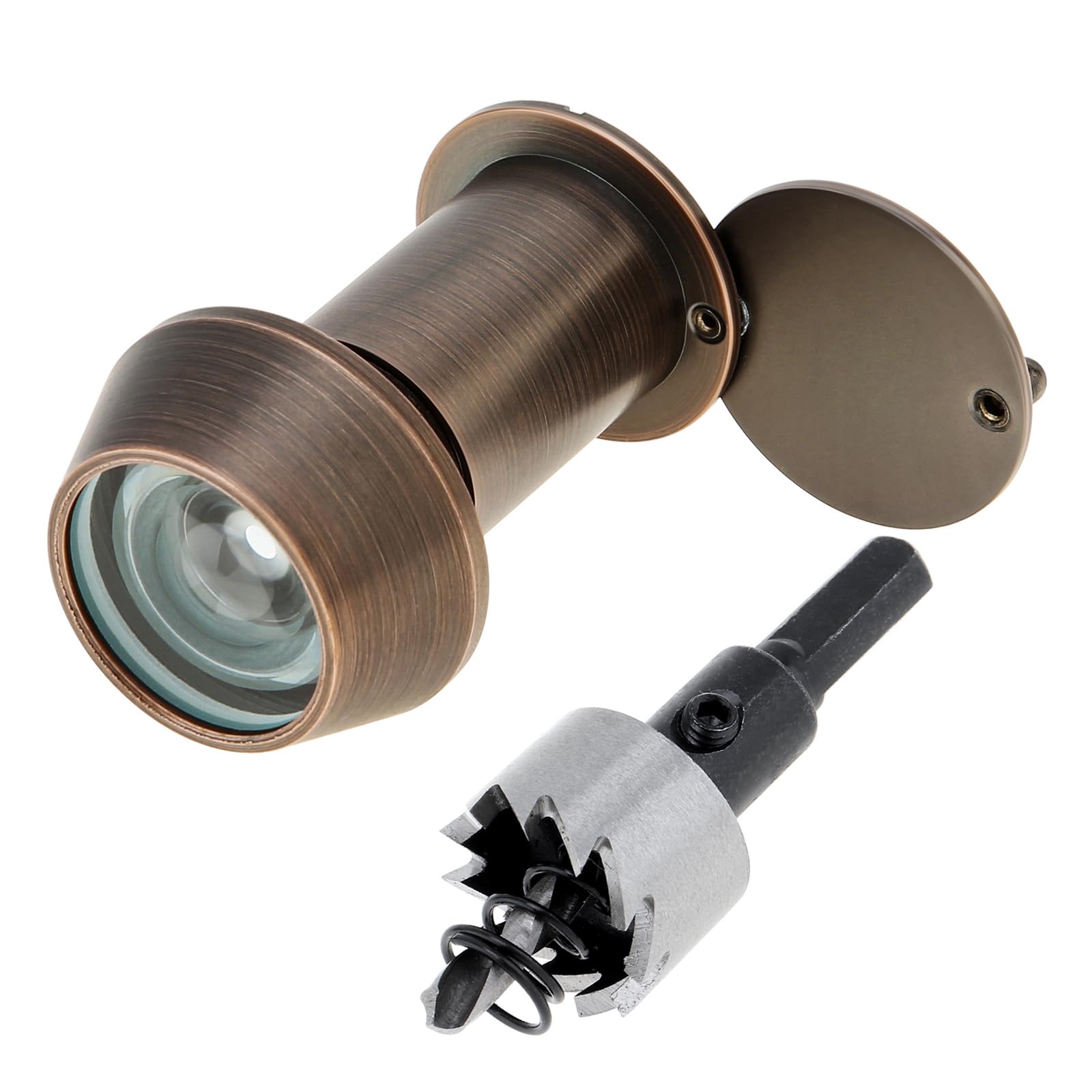Photo 1 of HOJLKLD Door Viewer Peephole, Solid Brass 220-Degree Peephole with 55/64" (22 mm) Drill Bit for 1-3/8" to 2-23/64" Doors, Peephole with Heavy Duty Rotating Privacy Cover (Oil Rubbed Bronze)