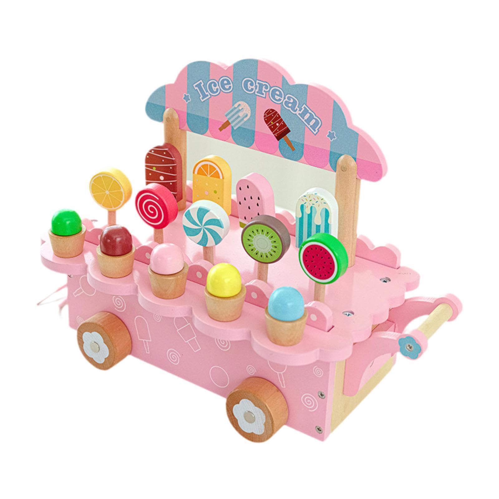 Cuisine en Bois pour Enfants, Jeu de rôle, Accessoires de Cuisine colorés, idée Cadeau pour Enfants, comptoir à Glaces, Cadeau d'anniversaire, etc. Ensemble de Jeu en