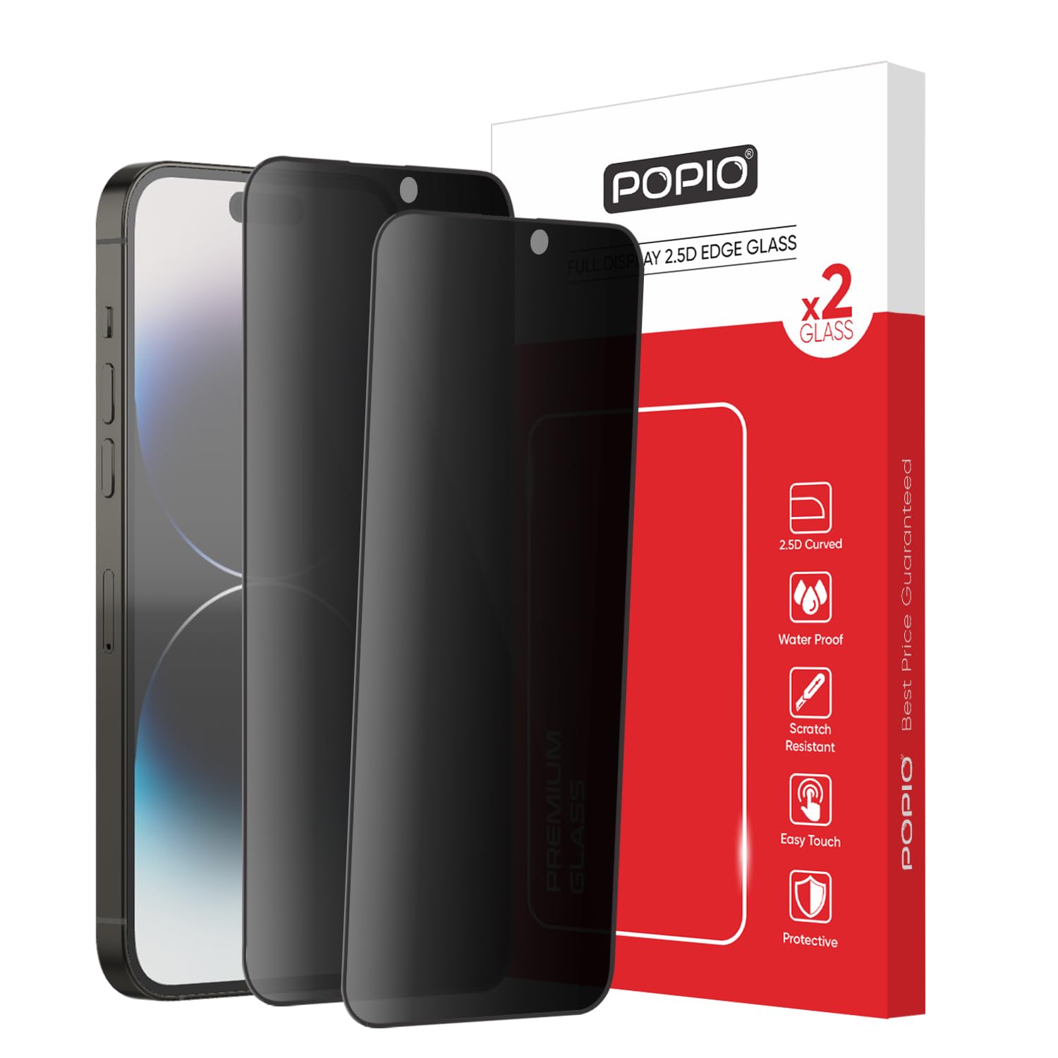 POPIO Xtreme Privacy Pack of 2 Tempered Glass for iPhone 14 Pro Max | 9H Hardness, Edge-to-Edge Coverage, Anti-Scratch, Anti-Spy-image-26