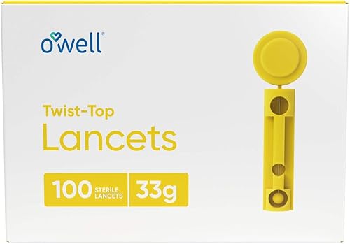 Miniatura 4 de O'WELL Twist Top Lancets de calibre 33, 100 unidades  Lancetas de aguja ultrafinas para pruebas de glucosa en sangre y cetogénica  Caja de 100