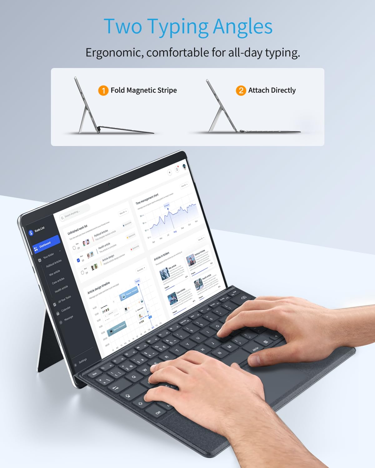 TiMOVO Teclado Español Compatible con Microsoft Surface Pro 11/10/9/8/X, Teclado QWERTY con Trackpad y Soporte para Bolígrafo, Sin retroiluminación, Gris