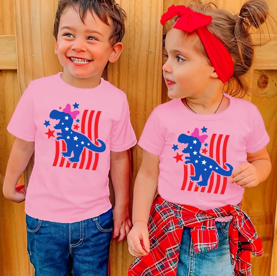 Image of Kids Boys 4th of July Shirts Toddler American Flag T-Shirt Girls Patriotic Short Sleeve Tees Cotton Top Clothes 1-7T