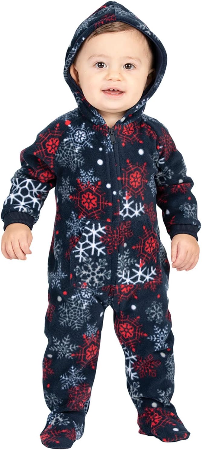 Footed Pajamas - Winter Whiteout Infant Hoodie Fleece One Piece - Infant - Small (Fits 0-3mos.)