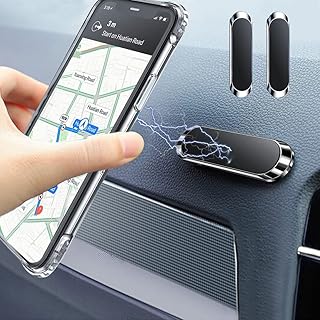 Timpou Magnetic Car Holder for Smart Phone, 3M Adhesive Base, Mini Strip Mobile Phone Holder Compatible with iPhone Samsung and Other Cell Phones-2 Pack