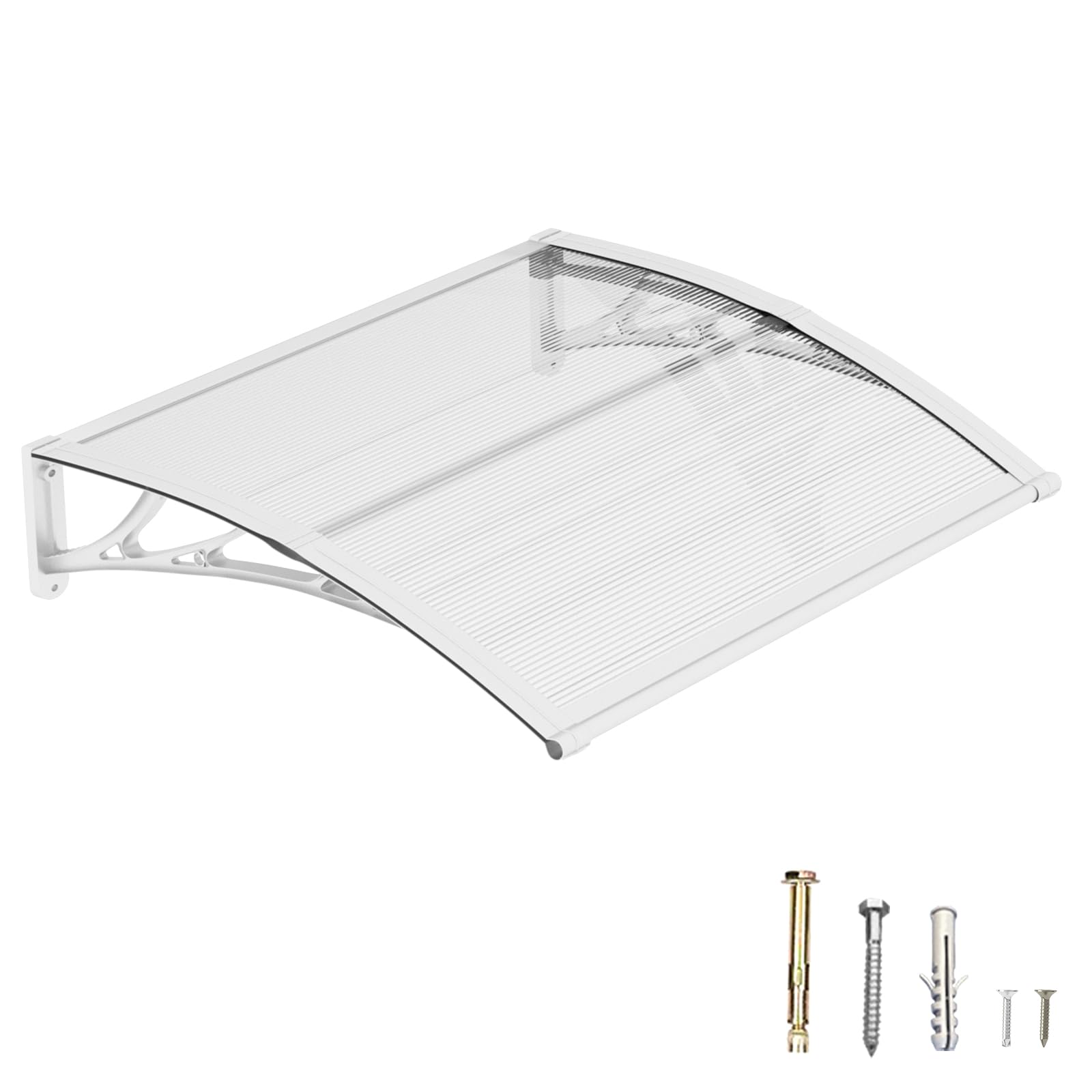 Marquesina Puerta Exterior 80 x 120 cm – Marquesina Exterior de Policarbonato con Soportes de ABS, Protección contra Lluvia, Nieve y Rayos UV para Puerta, Ventana y Terraza