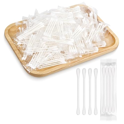 Paquete de 100 hisopos de algodón, envueltos individualmente, palitos de papel de doble punta envueltos individualmente para orejas, maquillaje (4