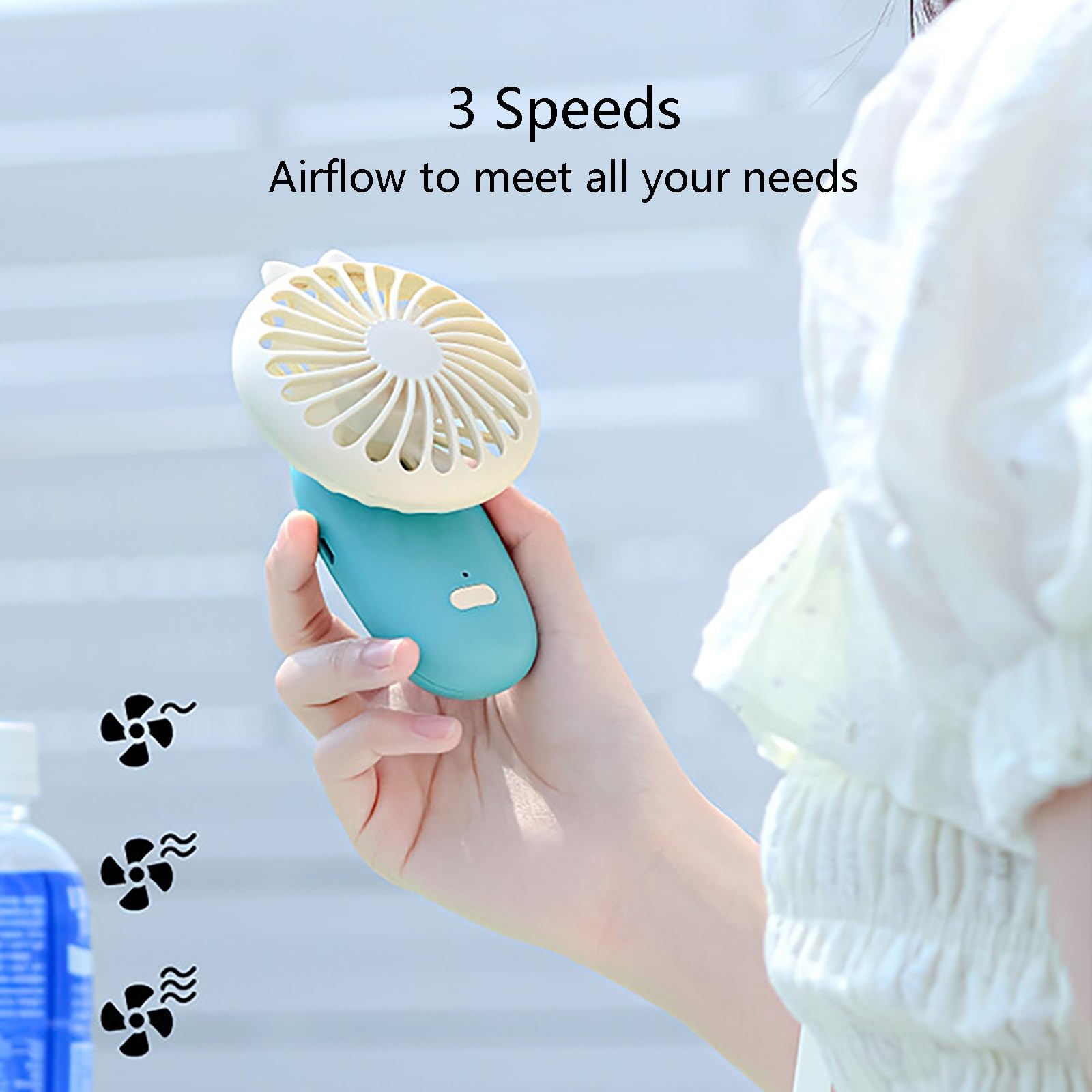 Mini ventilatore portatile ultra silenzioso a 3 velocità con inclinazione di 90 gradi, potente ventilatore portatile per camera da letto, ufficio e dormitorio, soluzione di raffreddamento personale