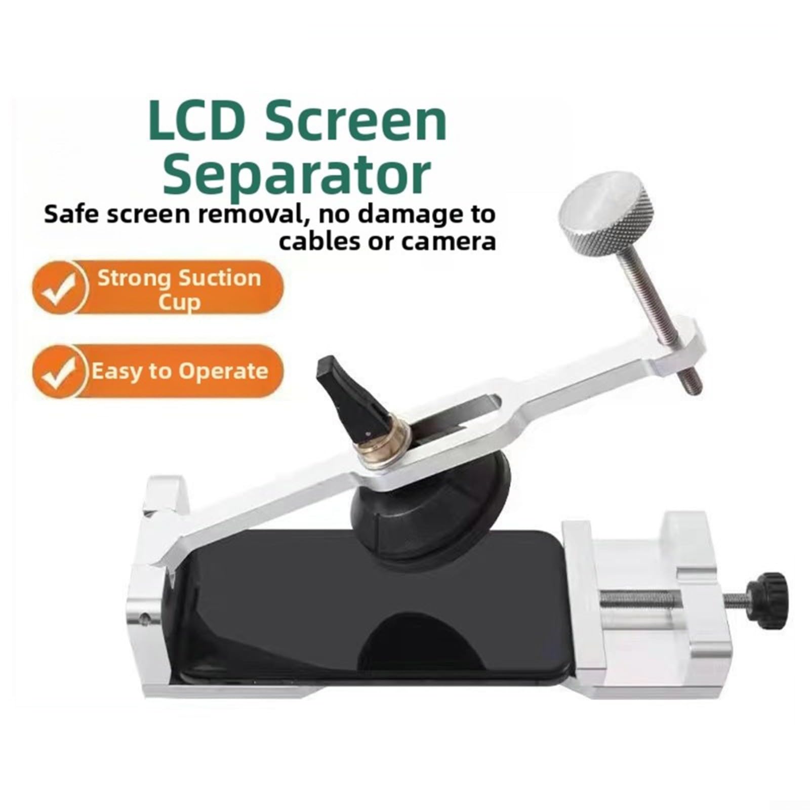 Outil de séparation d'écran pour réparation de smartphone avec fonction ventouse puissante, boîtier en métal, compatible avec divers modèles de téléphones portables, 210 x 80 x 50 mm