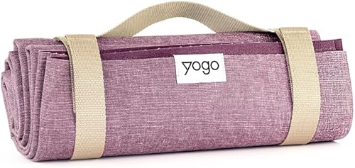 Yogo Esterilla de yoga de viaje plegable ultraligera con correas adjuntas, goma vegetal certificada FSC, agarre pegajoso, antideslizante, la mejor