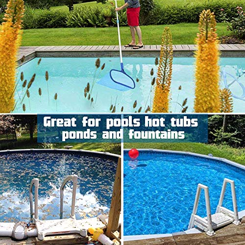 Anothera Swimming Pool Skimmer Net with Pole Deep Bag Net Heavy Duty Pool Leaf Rake with Deep Bag Leaf Catcher Cleaner with 3 Feet Adjustable Aluminum Telescopic Pole Stick Joint Upgrade