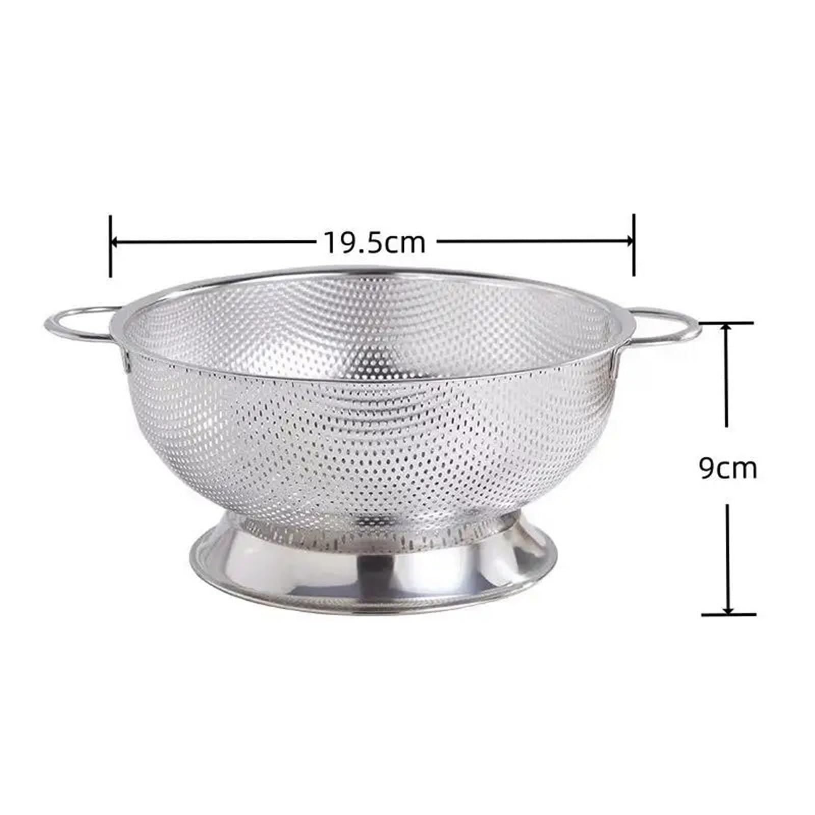Colador de acero inoxidable con doble Mango, cesta coladora Pasta for alimentos Base anillo sólido autodrenante, filtro malla fina, 2 uds para Pasta Verduras y Frutas
