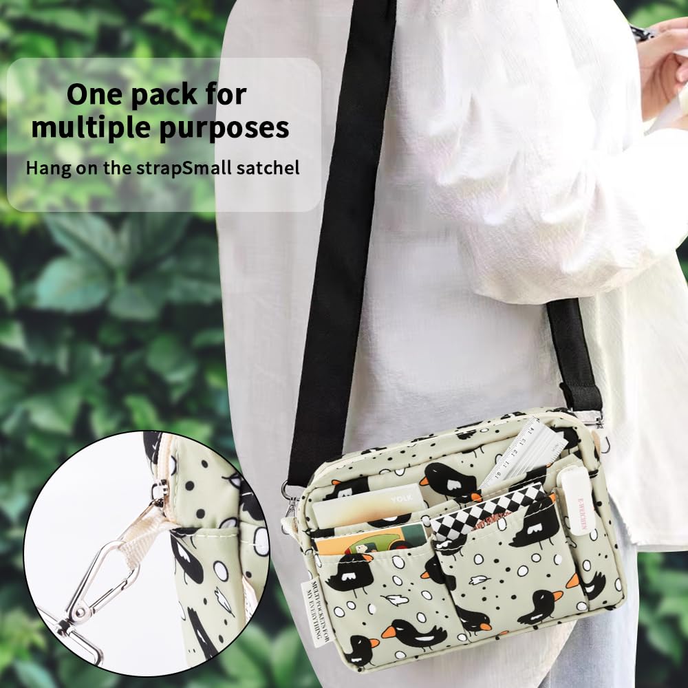 E-WEICHEN Organizador de cartera de múltiples bolsillos con cremallera, bolsa de maquillaje, artículos esenciales de viaje para mujeres, bolsa simple impermeable para lápices, bolsa de papelería para