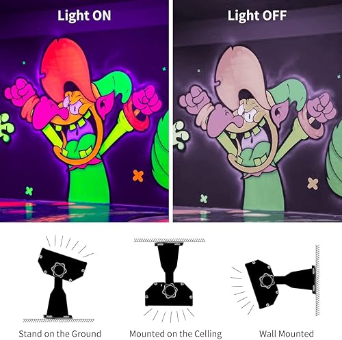 Miniatura 4 de Barra de luz negra de 120 W, luz negra IP66 con enchufe+interruptor+cable de 6 pies, luz negra impermeable con 100 LED, luz negra para fiesta