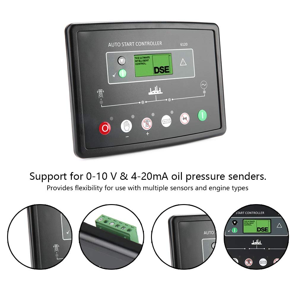 Oumefar 8V-35V DSE6120 Deep Sea Electronic Generator Controller Module 6120 Generator Control Panel LCD Display Electronic Power Controller Module for Generator