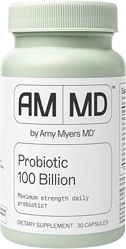 Amy Myers MD Cápsulas probióticas 100 mil millones - Probiótico diario de máxima fuerza - Suplemento de salud gastrointestinal - Digestión y apoyo