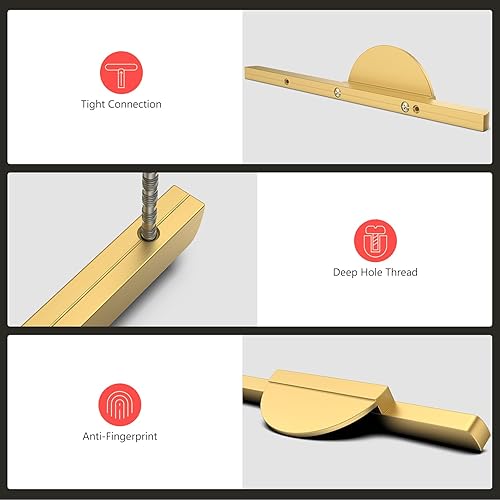 Miniatura 6 de homdiy Paquete de 2 tiradores de gabinete de media luna dorados, manijas de gabinete de cocina semicírculo, tiradores de gabinete de latón cepillado