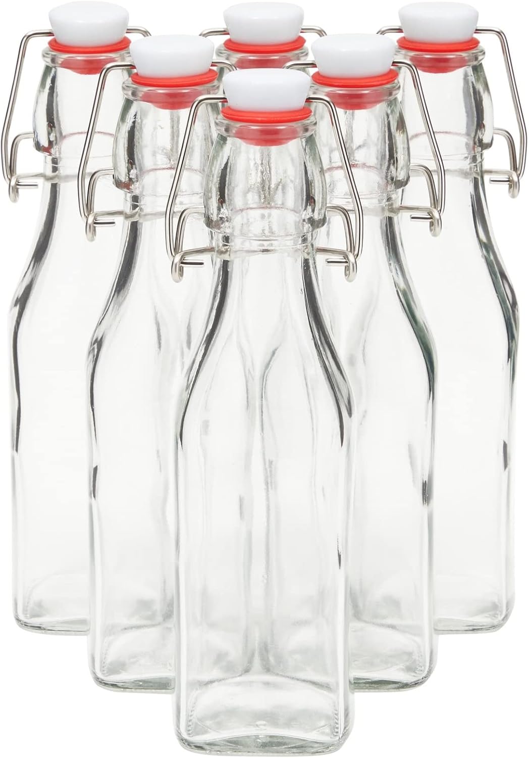 Juvale 6 Pack 8 oz Swing Top Glass Bottles with Stoppers, Cleaning Brush - Hot Sauce Bottles for Vanilla Extract, Infused Oil, Syrup, Homemade Kombucha