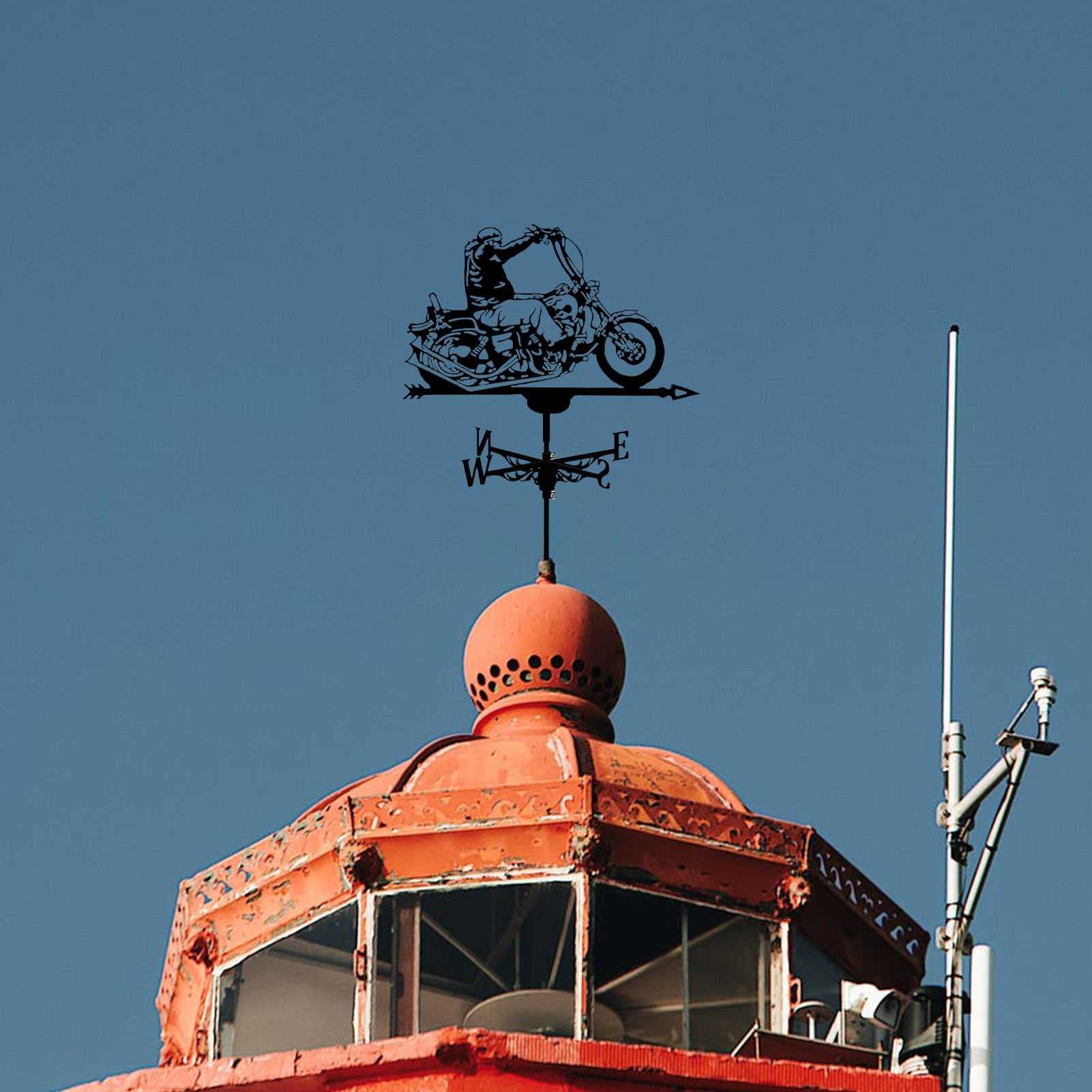 ANCHA Store Motorrad-Wetterfahnen, Schwarze Wetterfahne, Edelstahl-Farbmesswerkzeug, für Gartendachdekoration