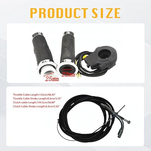 Miniatura 5 de 78 "0.866 in Control Manillar Grips Acelerador Embrague Kit para 49cc 60cc 66cc 80cc Motor Motorizado Bicicleta Push Bike