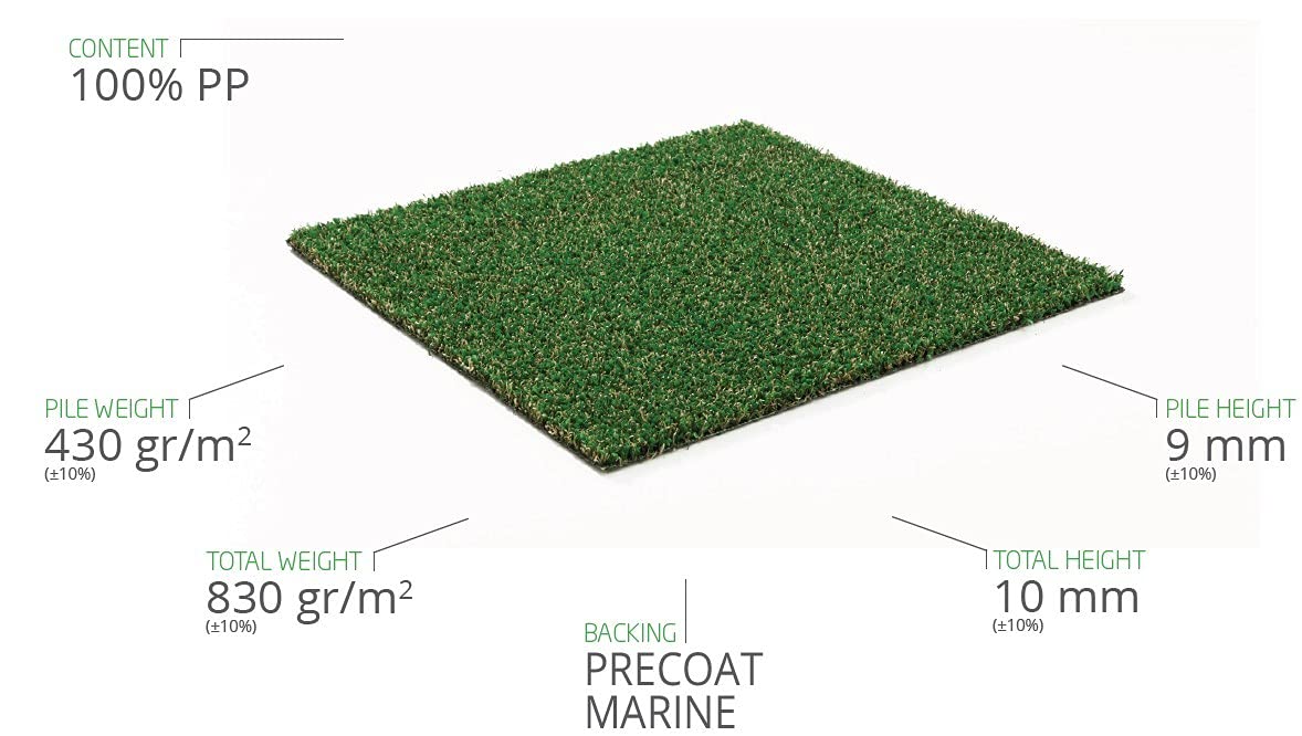 MadeInNature Gazon Artificiel Vert LARZAC, Aspect Naturel Fibres Vertes, Pelouse Synthétique Extérieure, pour Balcon, Terrasse, Nombreuses Dimensions (Largeur 2,00 x Longueur 3,00m)