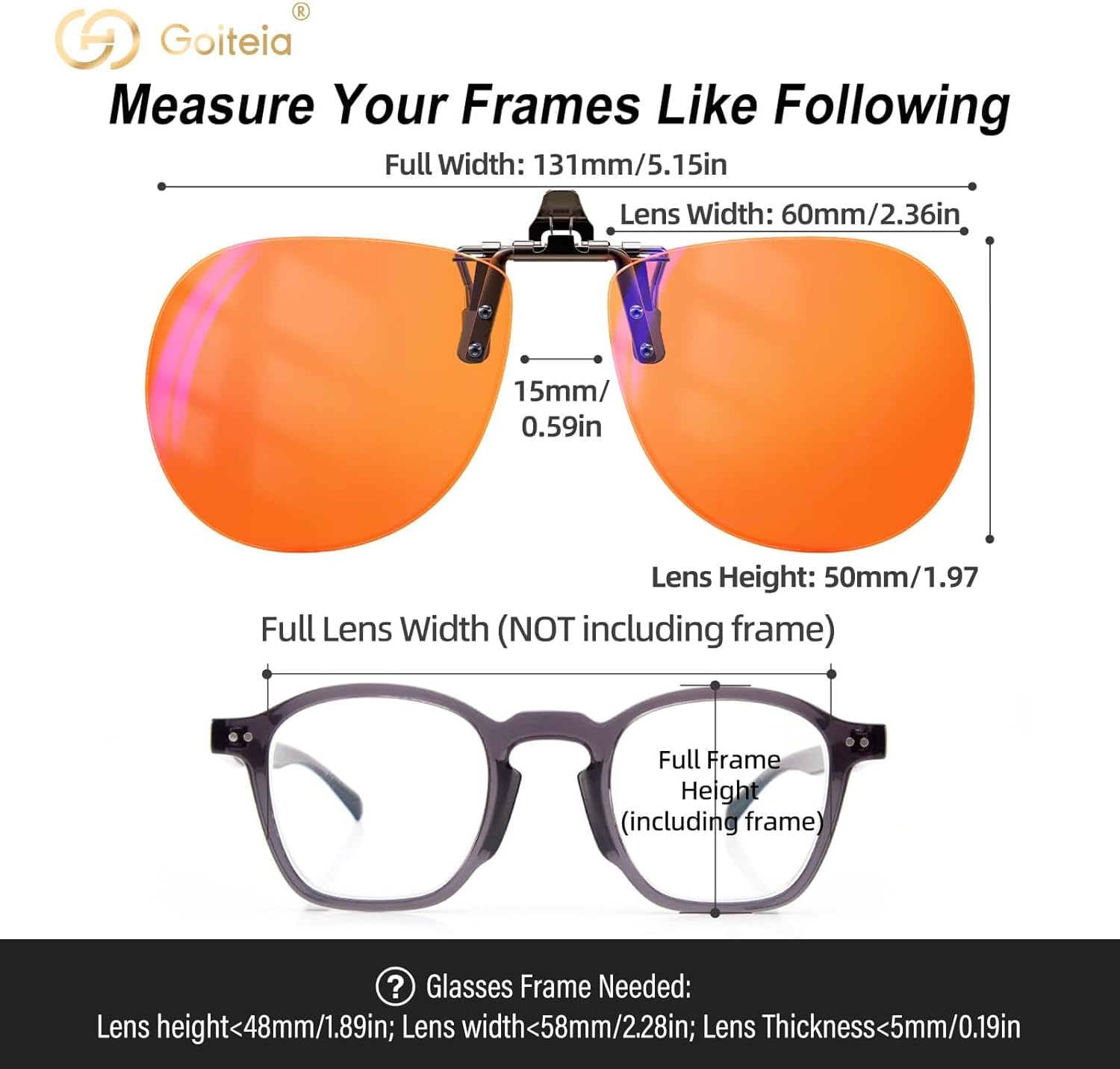 Goiteia Orange Blue Light Blocking Glasses Clip on for Migraine-Gaming Glasses for Eyes Strain/Light Sensitive-Help to Sleep - Image 5