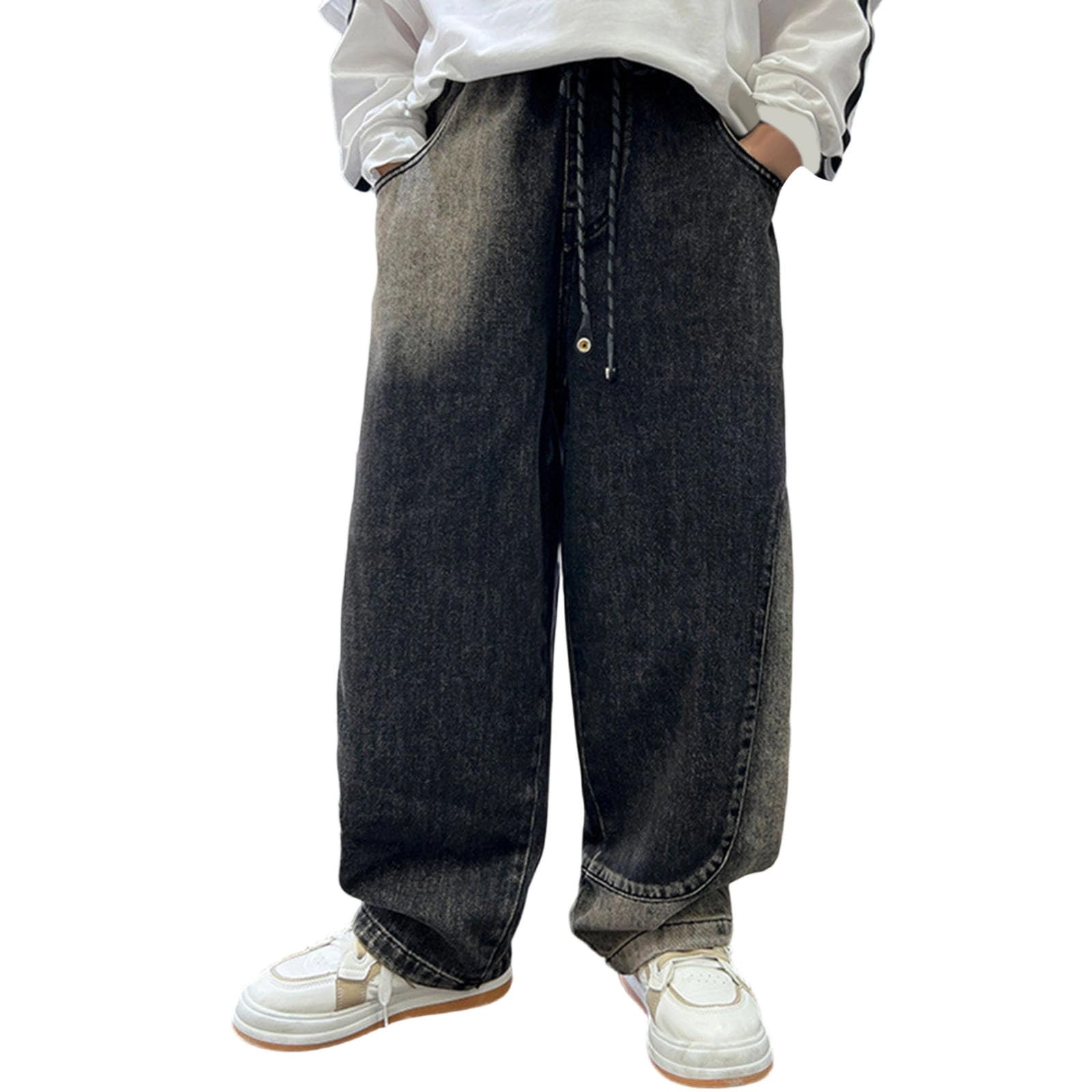 Generico Pantaloni Elegant Bambino-Jeans Invernali Casual da Ragazzo, Pantaloni Caldi Foderati in Pile, Pantaloni Lunghi Comodi e Larghi per Bambini