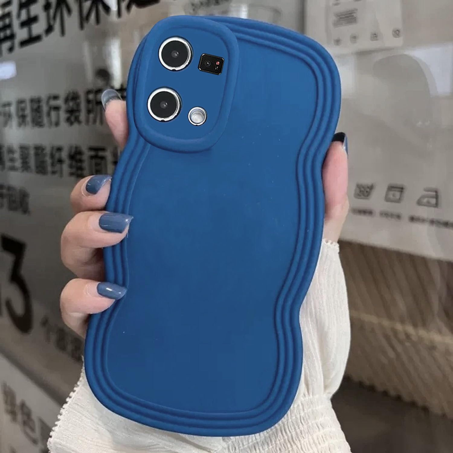 KC Back Cover for Oppo F21 Pro 4G, Curly Wave Shape Shockproof Bumper Soft Silicone Case with Camera Protection (Dark-Blue) (B0CDCGDXLS) Amazon Price History, Amazon Price Tracker