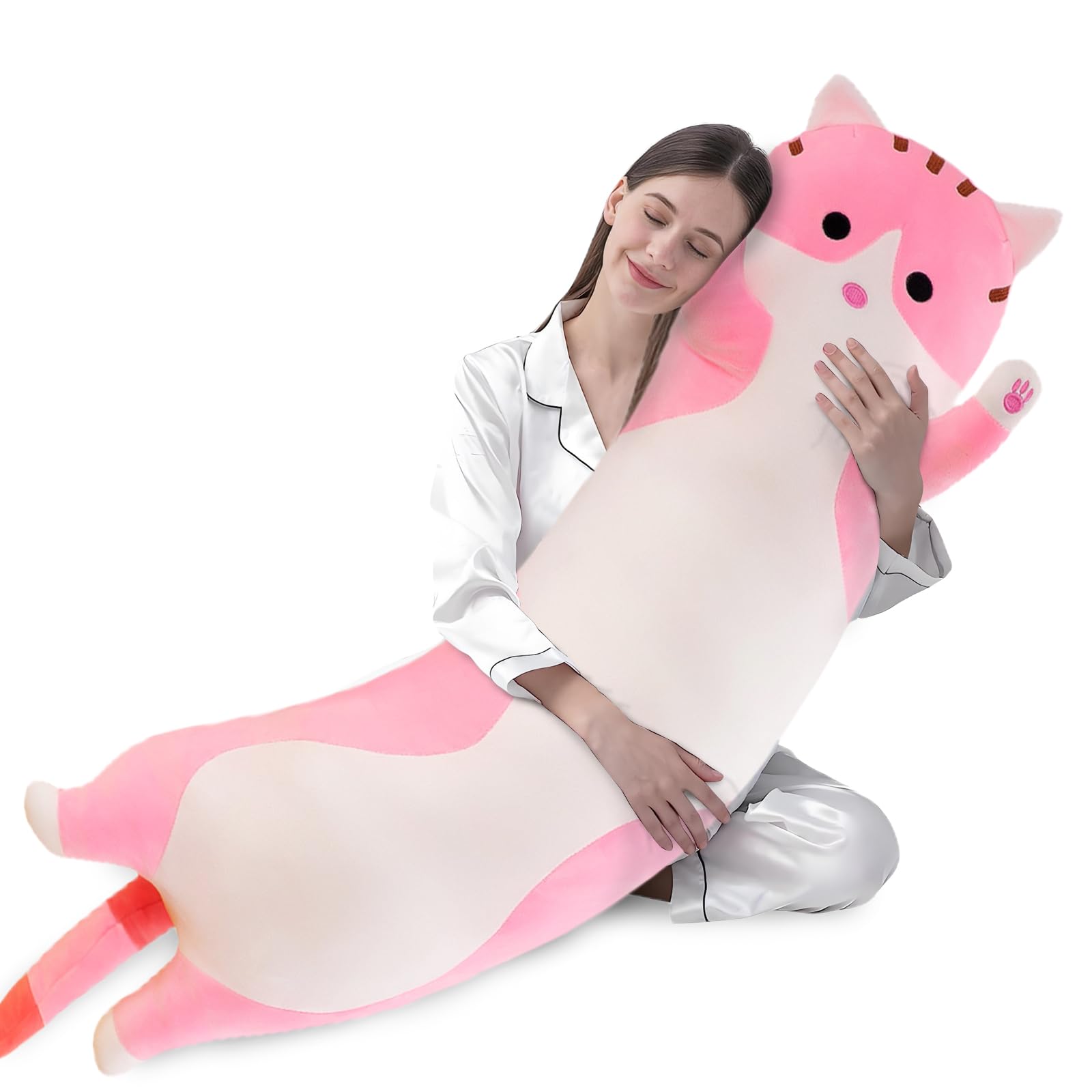 Amazon.com: shangman Lovely Plush Cat Doll Cute Cartoon Soft Stuffed Kitten  Pillow Long Throw Sleeping Pillow Doll Toy Gift for Kids Girlfriend  Multiple Size (Pink,150cm/59in) : Toys & Games