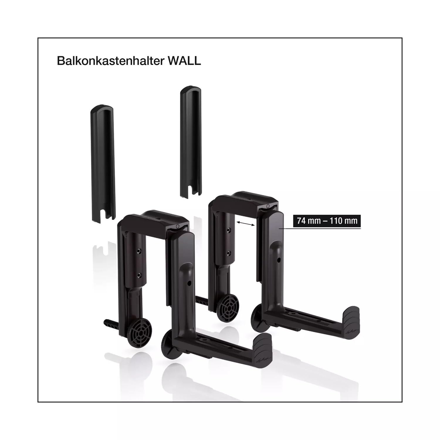 LECHUZA-Zubehör Balkonkastenhalter Wall schwarz, 4,5 x 31 x 20 cm, Für Balkonkasten BALCONERA, 19023
