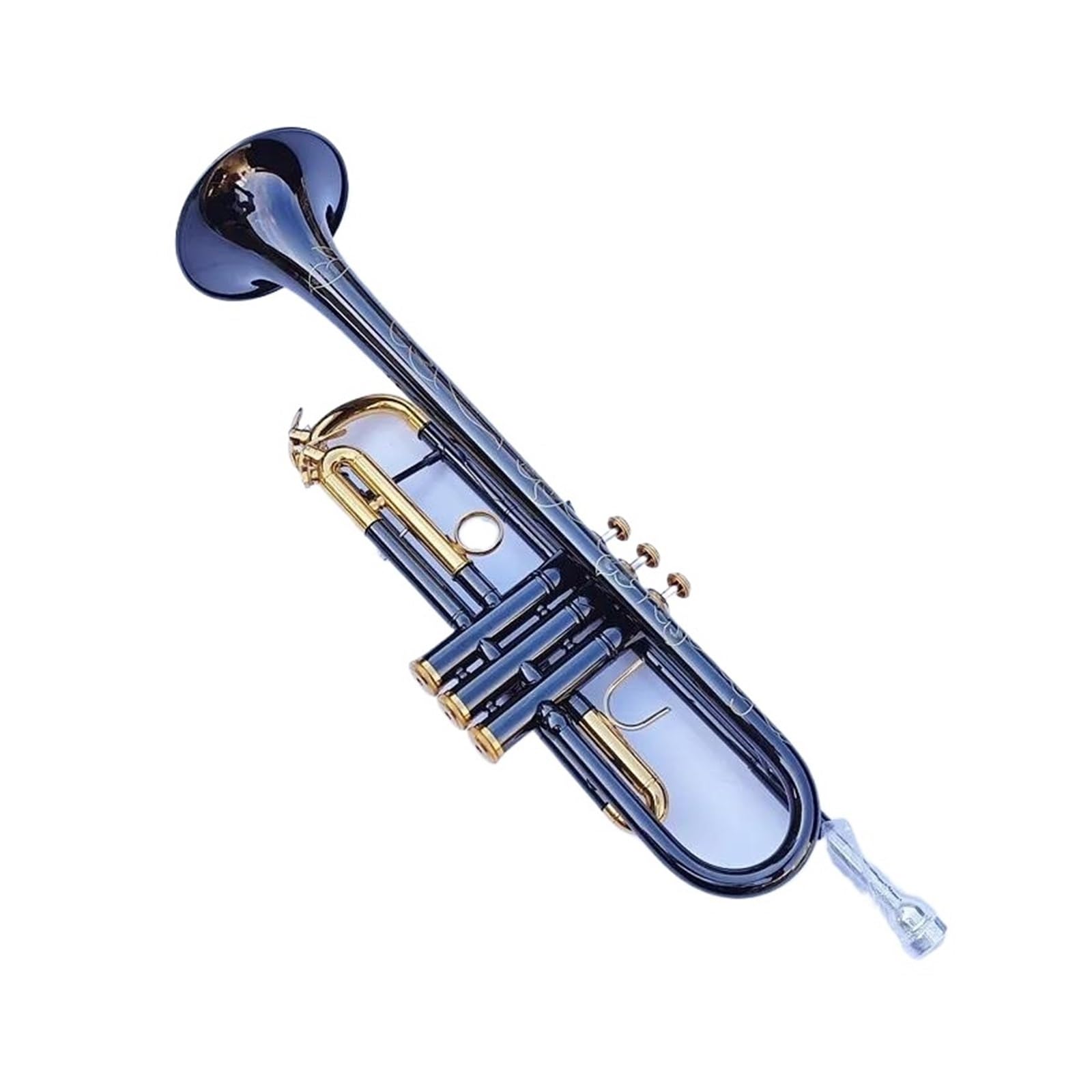 trąbka instrument Unikalna trąbka muzyczna Bb B Płaski puzon mosiężny Znakomity instrument z rękawiczkami ustnikowymi i pudełkiem