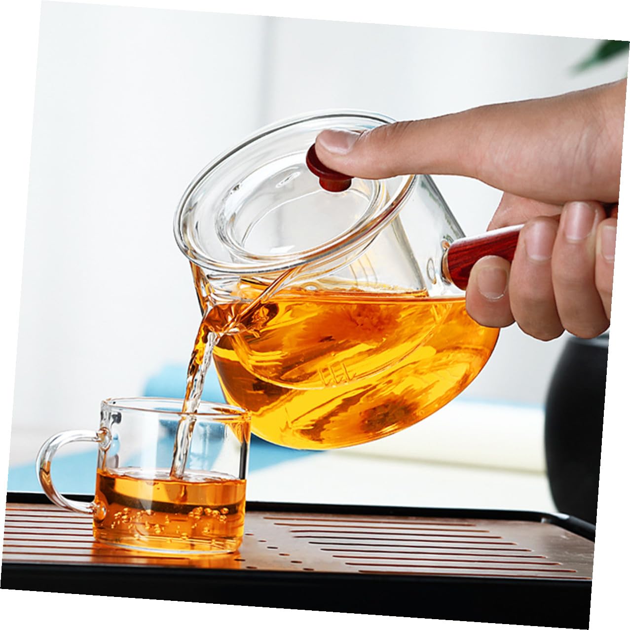 Teiera di Vetro da 500ml Infusore, Design Staccabile | Facile da Pulire, Comoda per Versare Tè, per Tisane Cinesi e Tè Kung Fu, Vetro Trasparente