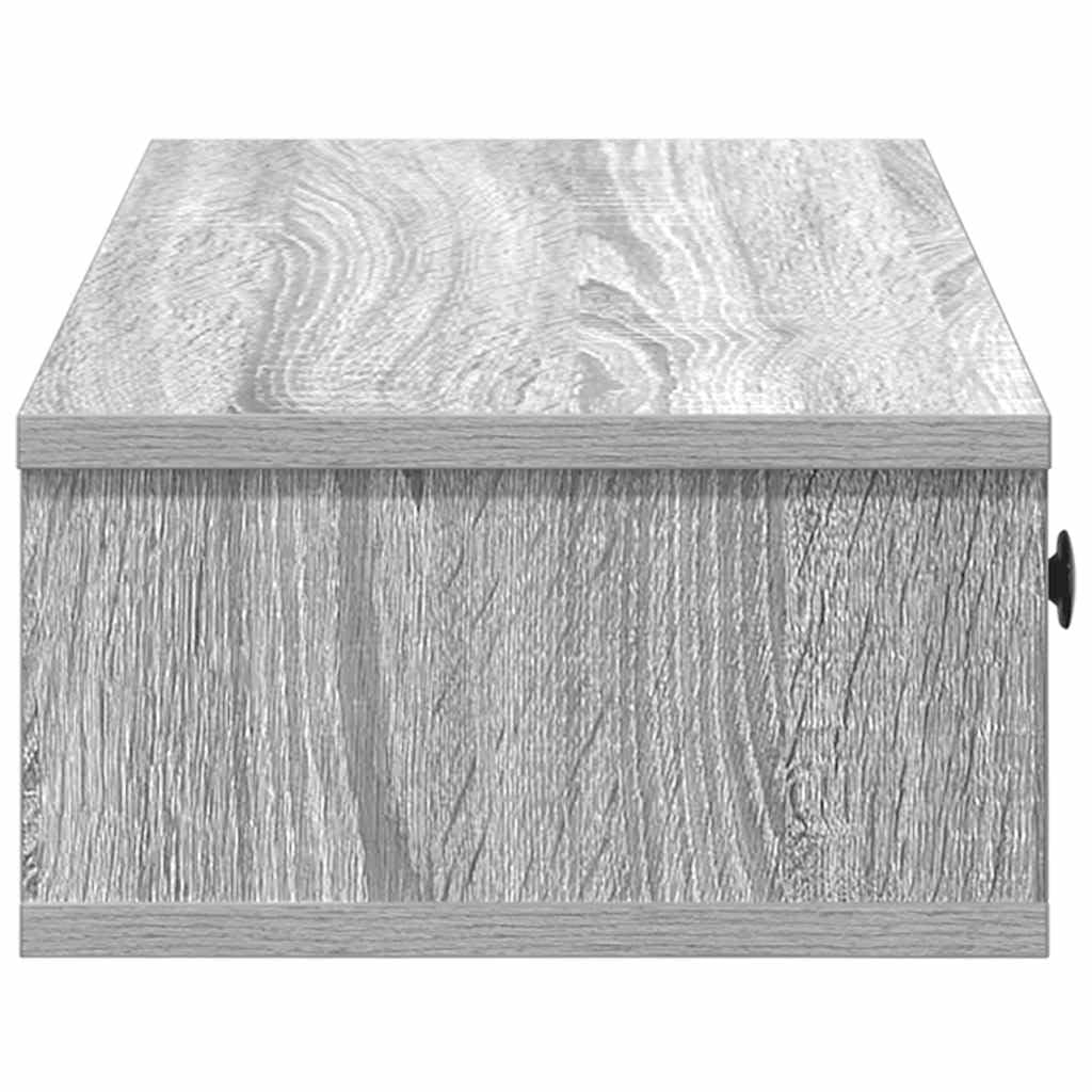 Homgoday Estante de Pared con cajones Madera contrachapada Roble Ahumado Estantería de Pared Colgante Flotante Almacenamiento Espacio Decoración Artículos Diarios en Familia