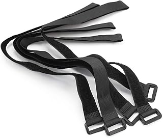 Chiloskit 20 PCS 45CM Black Long Hook and Loop Reusable Fastening Strap Cable Ties with Plastic Buckle End