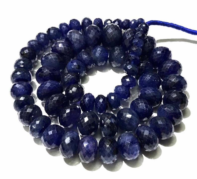 Saphir bleu naturel en perles facettées 7-14mm pour fabriquer un cadeau de bijoux unique