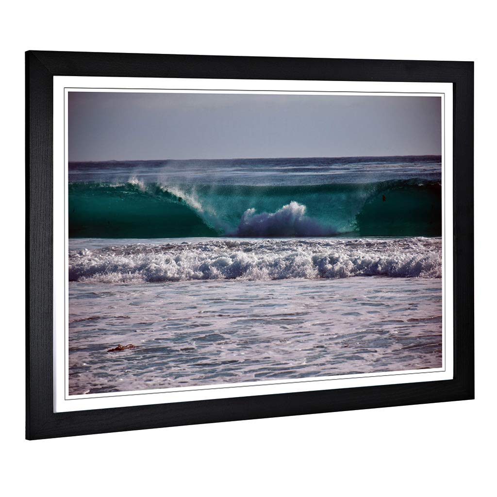 Big Box Art Framed Print of Seascape Big Sur California Wave Design | Wall Art Picture | Home Decor for Kitchen, Living Room, Bedroom, Hallway, Black, A2 / 24.5x18 Inch / 62x45cm