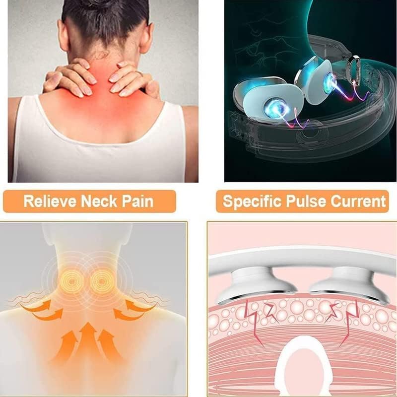 Neck Massager Device, Acupoints Lymphatic Drainage Machine, 12 Modes Neck Massager for Pain Relief, Portable Neck Lymphatic Massager for Women Men Gift - Blue