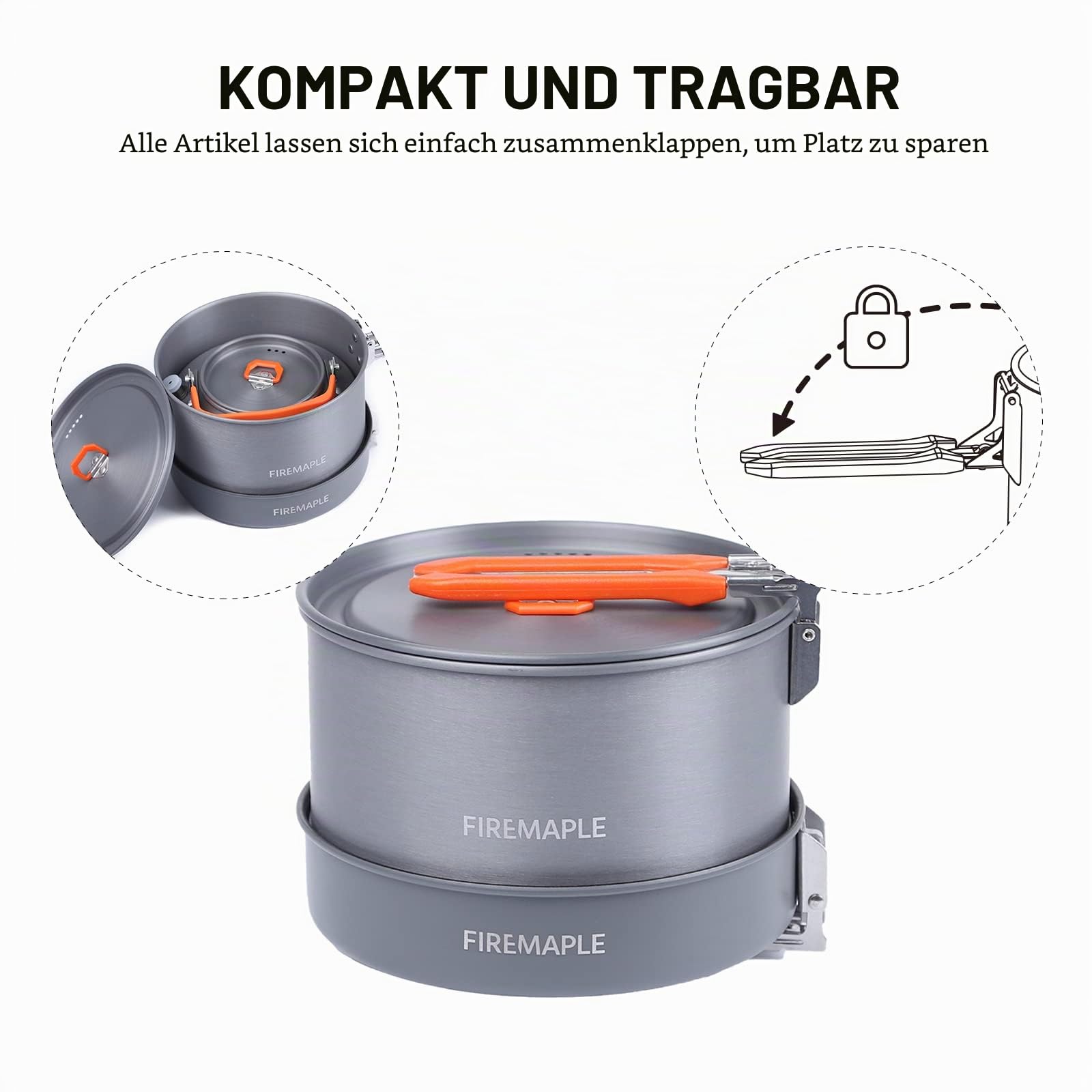Fire-Maple Feast Series Camping-Kochgeschirr-Set | Outdoor-Kochset mit Topf, Wasserkocher, Pfanne, Schalen und Spatel | Premium-Konstruktion | Ideales Chaos-Set für Rucksackreisen, Wandern, Auto-Camping und Notfall