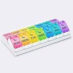 BUG HULL Weekly Pill Organizer 2 Times a Day, Arthritis Friendly, AM PM Pill Organizer 7 Day with Easy Push Design, 7 Days Pills Box Case Daily for Medicine, Vitamin, Supplements