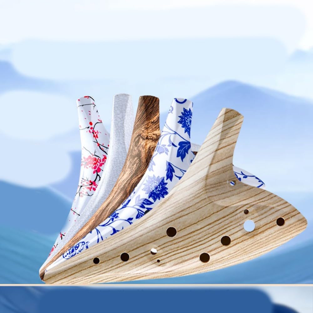 DAZZLEEX Ocarina Alto Do en céramique 12 trous 12 trous, instrument de musique à vent finition lisse en résine avec sac de protection, parfait pour tout amateur de musique (fleur)