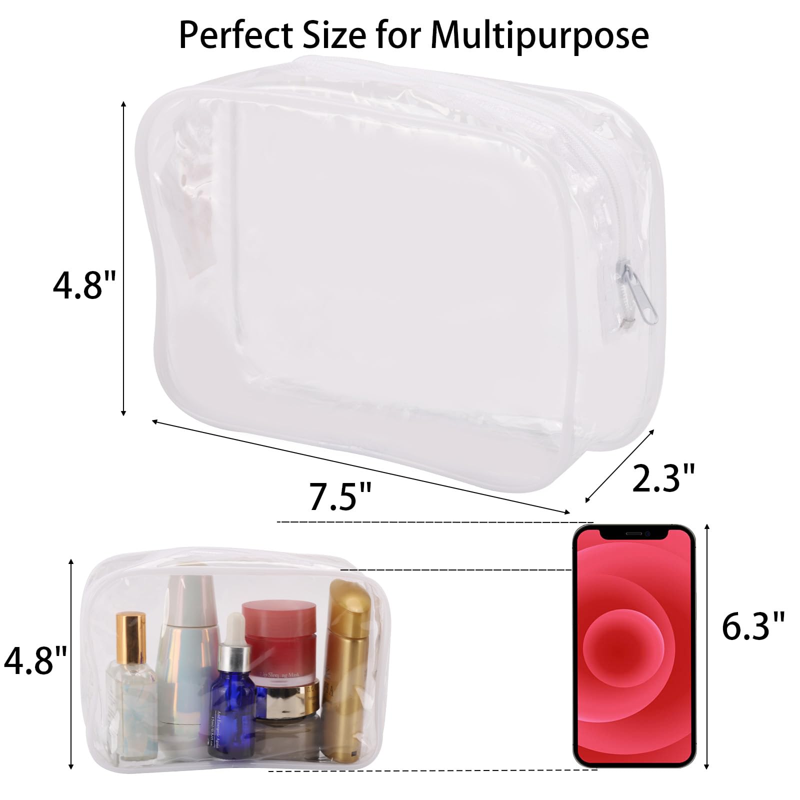 Tbestmax Lot de 20 Trousses de Maquillage Transparentes et étanches pour Voyage, 19,1 x 12,2 x 5,8 cm