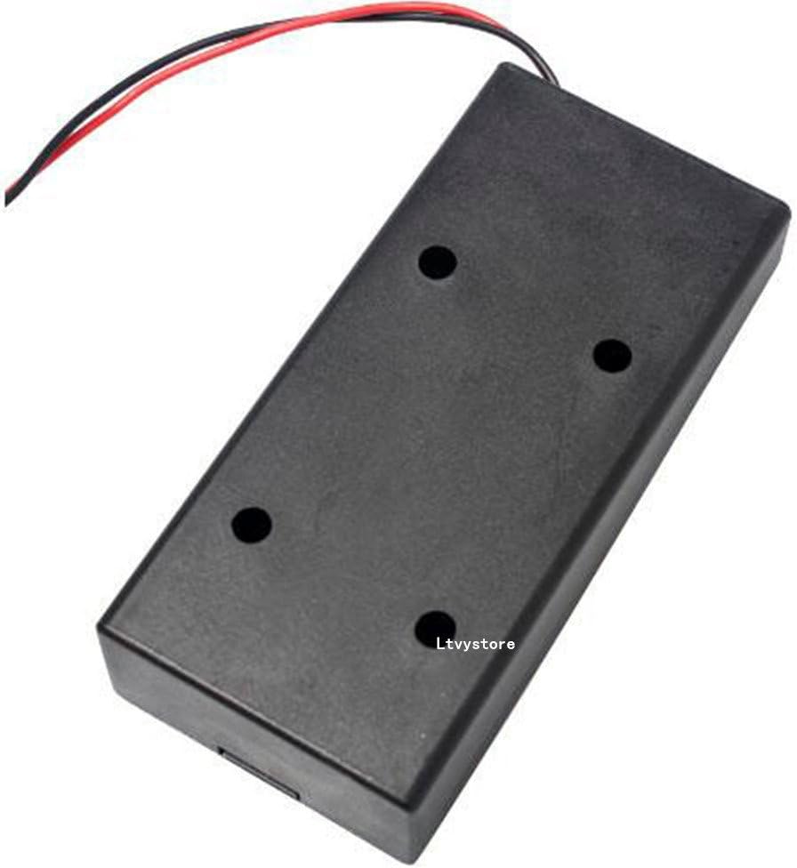 Plastic 18650 Battery Storage Case 2 Slots x 3.7V for 2x18650 Batteries Holder Box Container with ON/Off Switch, Set of 5, by Ltvystore