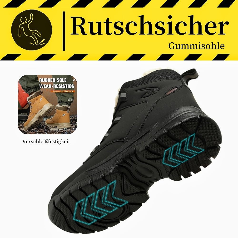 Scarpe Antinfortunistiche Invernali Uomo Donna Leggere Scarpe da Lavoro con Punta in Acciaio，con Calda Imbottitura, Antiscivolo Stivali Sicurezza