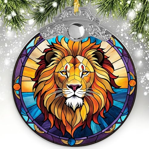 Lion Christmas Ornaments - Lion Ornament for Christmas Tree 2024 Lion Gifts for Lion Lover Women Man Lion Decorations Keepsake Decor for Friend Party Indoors Home